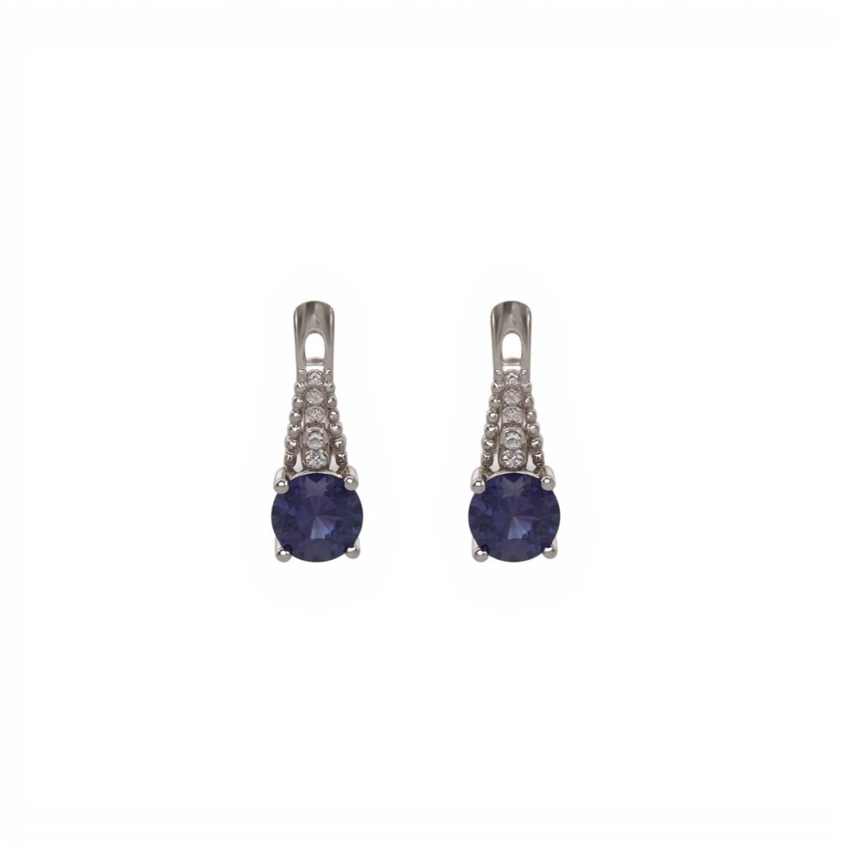 Caravanas Punto- Plata 925-Con Zirconia y Raíz de Zafiro-CA4043 - conpiedra 