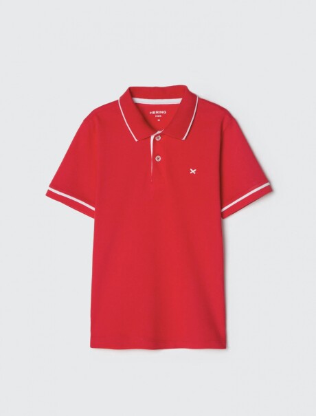 POLO INFANTIL CON LOGO BORDADO ROJO