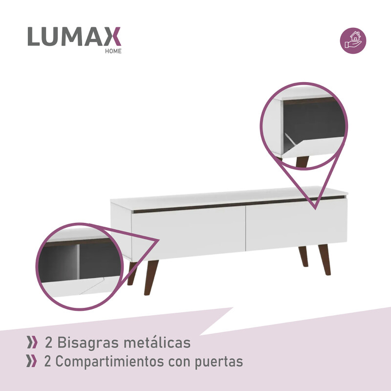 Rack TV mueble Lumax + panel rústico con estantes 55” Blanco/Marron