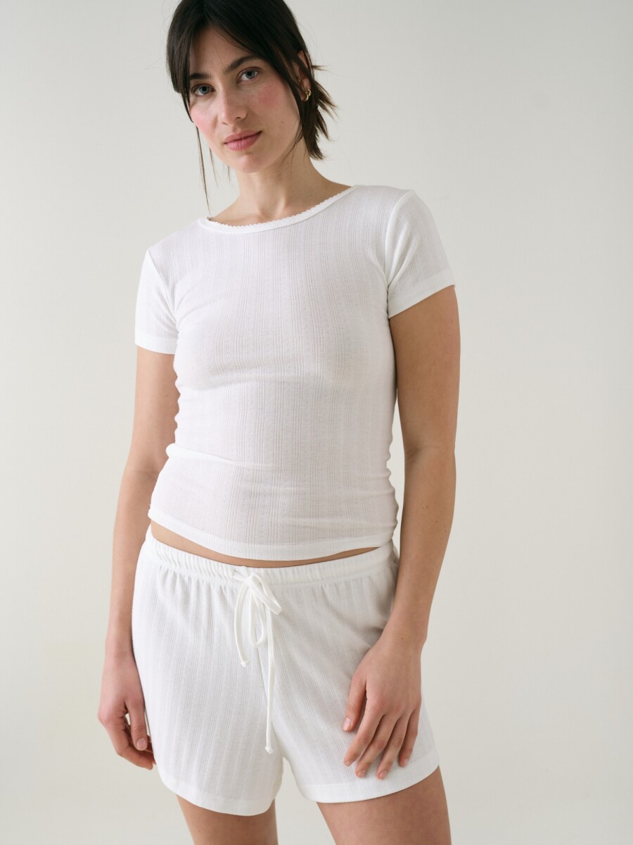 Remera Entallada Pointelle - Blanco 