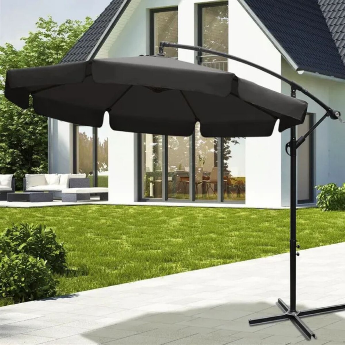 Sombrilla retractil Gris Oscuro 