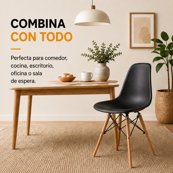 Silla de Comedor ComboHome Eames Reforzada Nórdica Pack X4 Negro 1