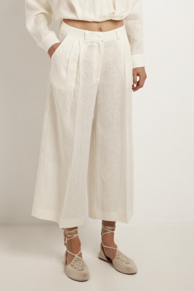 TROUSERS PLEATES CROPPED Natural