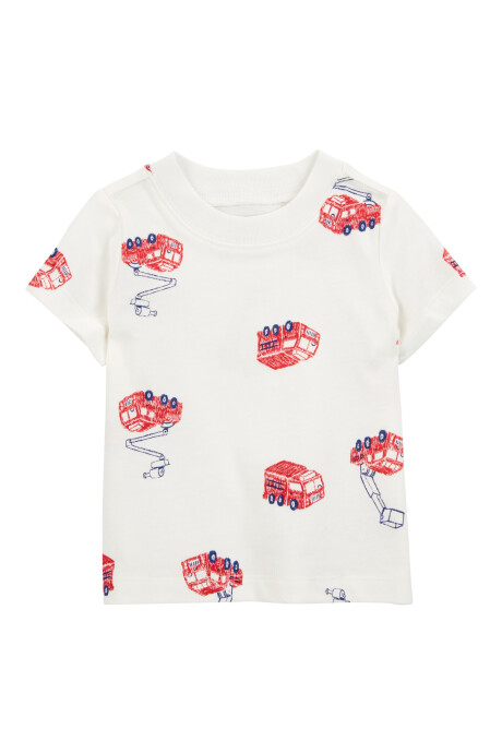 Set dos piezas de algodón, enterito corto y remera, diseño bomberos Set dos piezas de algodón, enterito corto y remera, diseño bomberos