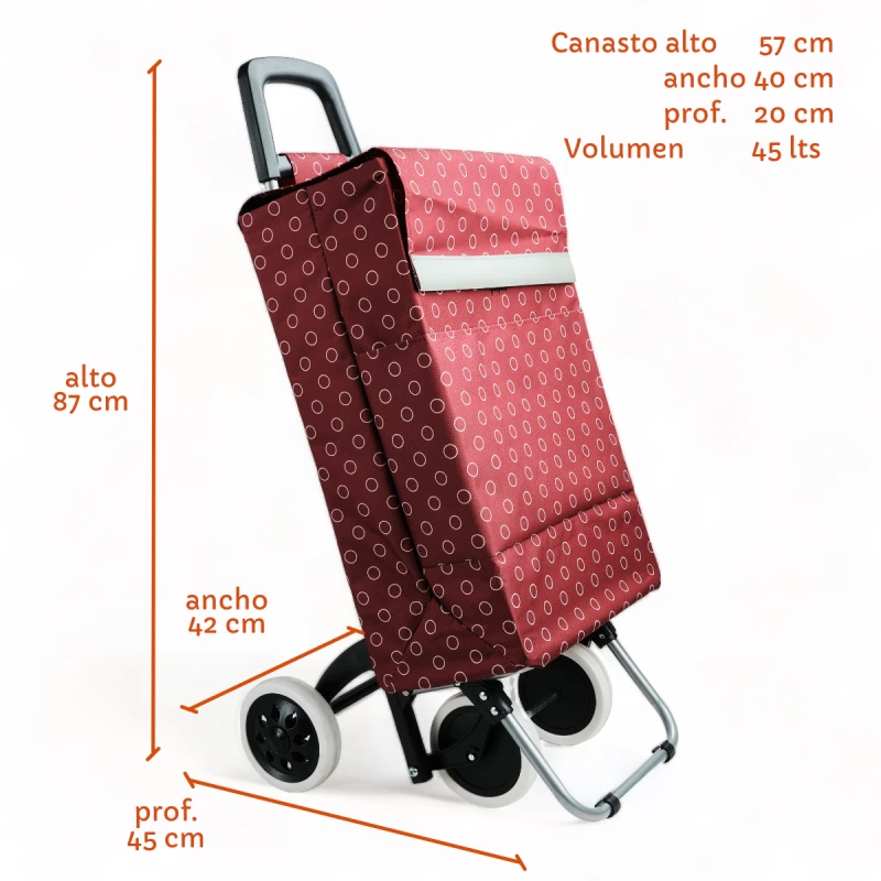 Carrito De Compras Estilo Europeo 4 Ruedas Rojo