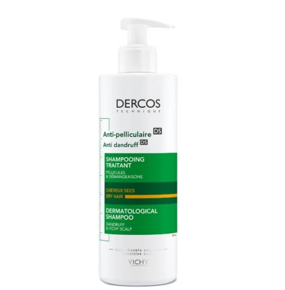 Vichy shampoo línea Dercos - Anticaspa cabello seco 390 ml 