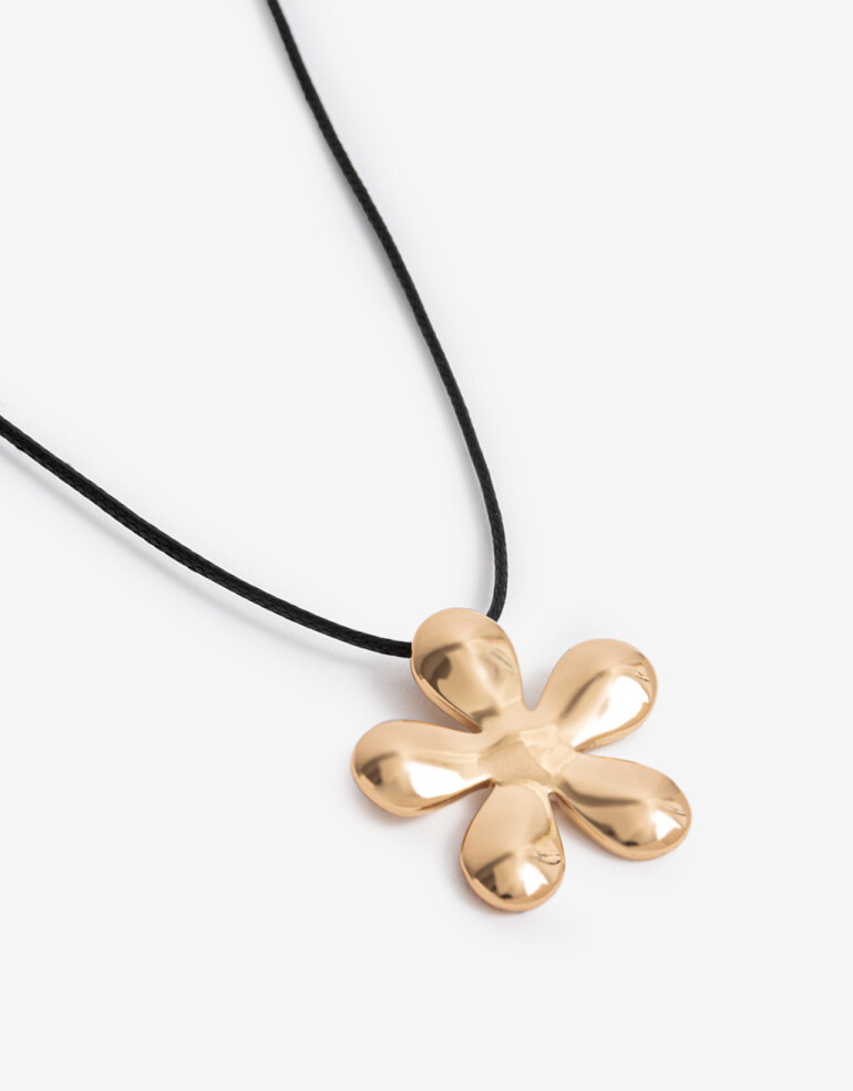 Collares Cortos Cordón Collar Ajustable Con Dije Bañado En Oro - Dorado