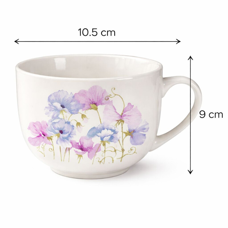 Taza de Cerámica 390ml - Flores Lilas Taza de Cerámica 390ml - Flores Lilas