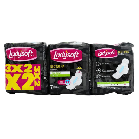 Toallas femeninas Ladysoft nocturnas normal 3x2 Toallas femeninas Ladysoft nocturnas normal 3x2