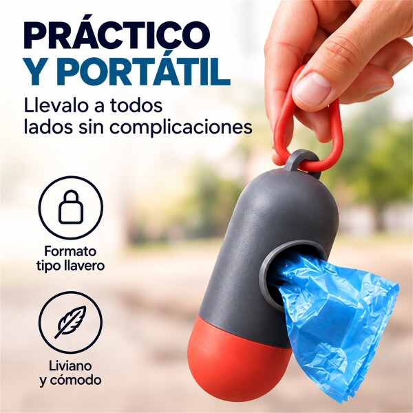 Bolsas Sanitarias x12 Residuos Mascota + Llavero Dispensador Rojo 1
