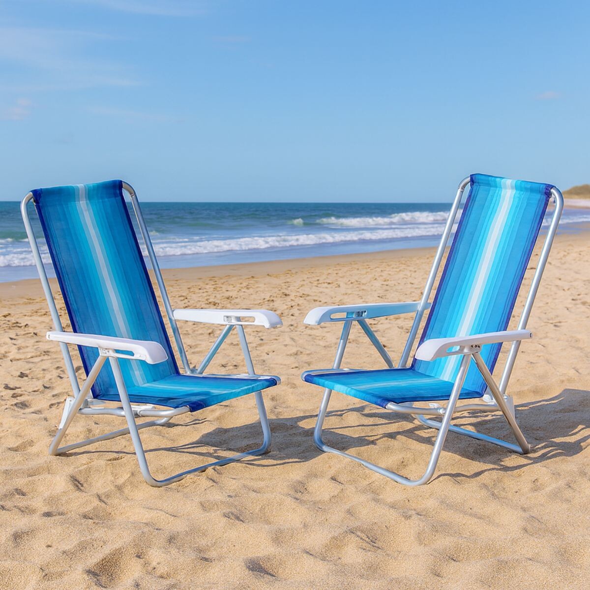 Set x2 Silla reclinable 4 posiciones aluminio - AZUL 