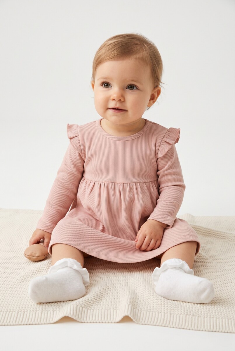 Vestido con volado en hombro - Terracota 