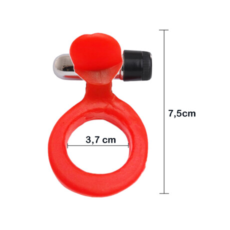 Anillo Estimulador Lenguita Con Vibrador Rojo