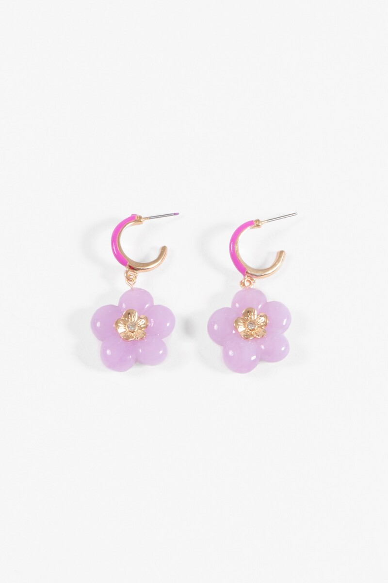 Caravanas dije flor lila