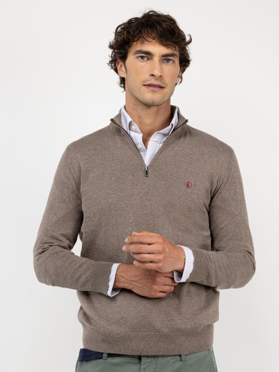 Sweater Medio Cierre El Ganso - Topo 
