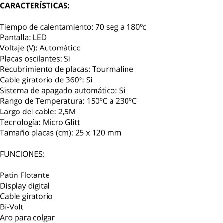 Planchita Gama Elegance LED Keration V01