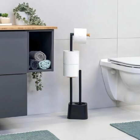 Porta Rollo y Cepillo de Baño 2 en 1 | Negro Porta Rollo y Cepillo de Baño 2 en 1 | Negro