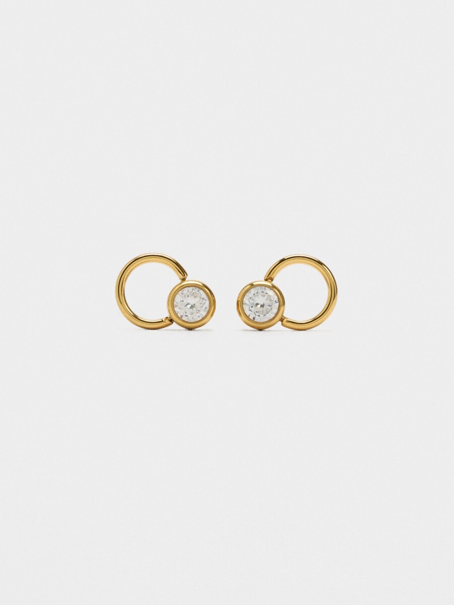 Pendientes Con Cristales - Acero Inoxidable dorado