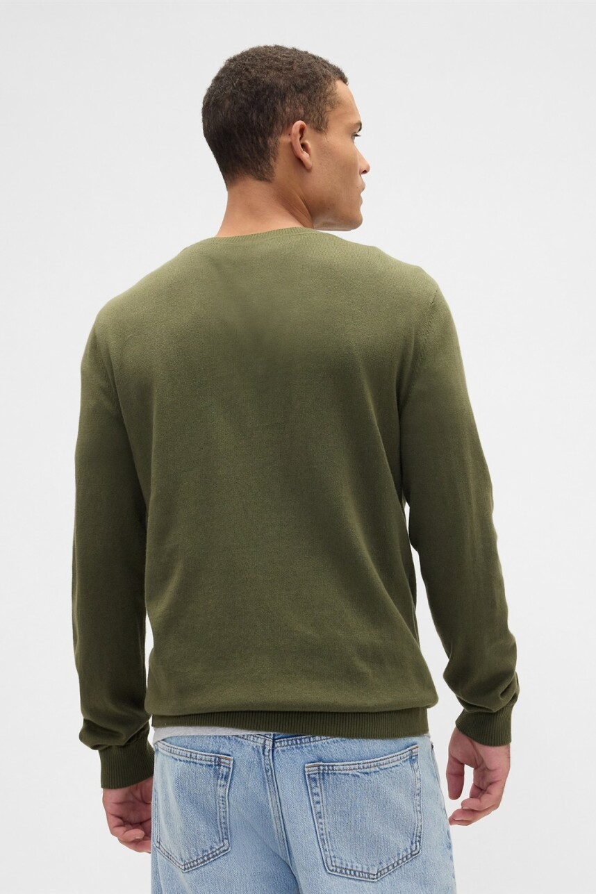 Buzo Algodón Cuello Redondo Hombre Army Jacket Green