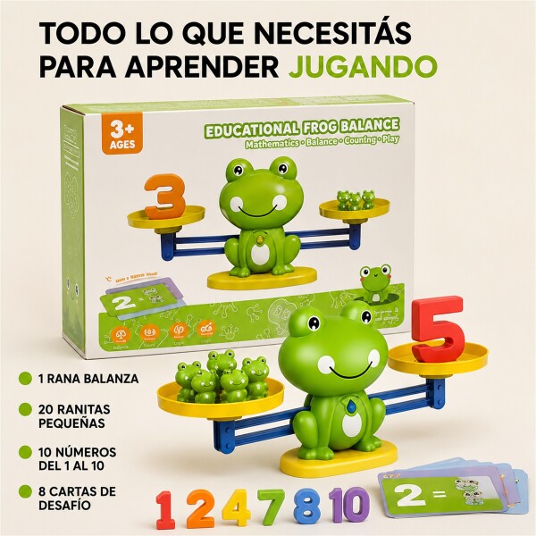 Juego Educativo Balanza de Ranas con Números y Cartas Verde 1