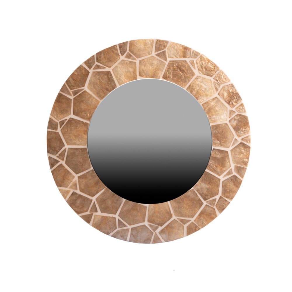 ESPEJO NACAR 50CM, BEI NATURAL/BEIGE NACAR MIRROR SHEEL