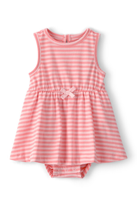 Vestido de algodón, sin mangas, rosado, diseño a rayas Sin color
