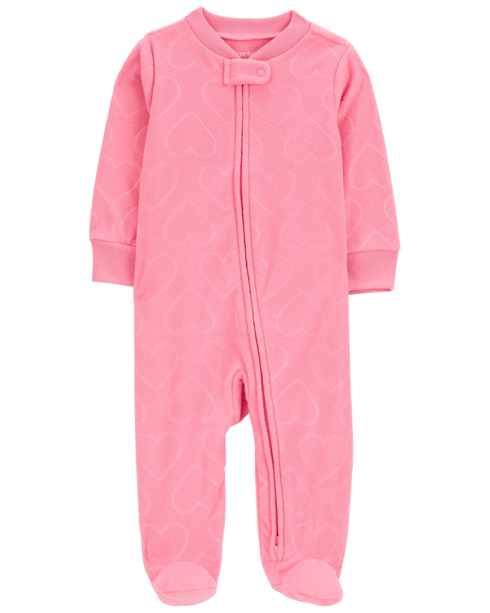 Pijama una pieza de micropolar, con pie, diseño corazones Sin color