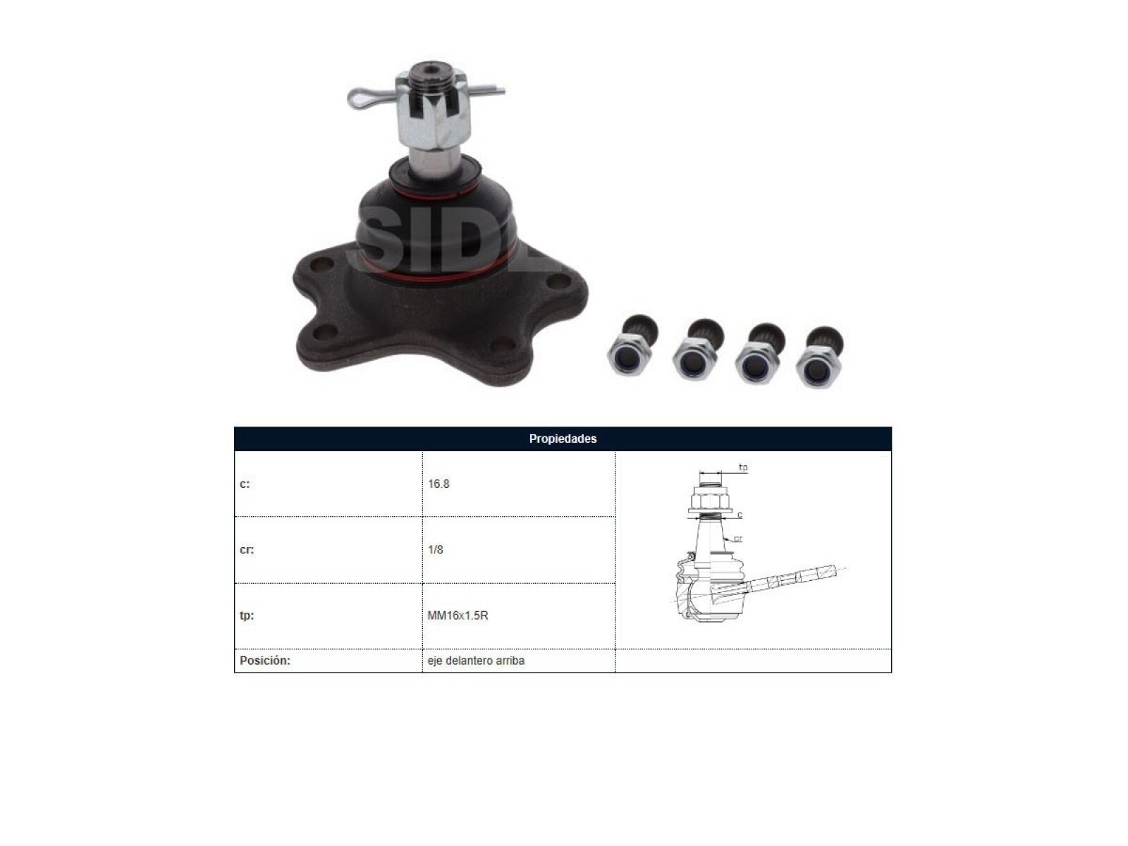 Rotula Del Superior Izq/Der Toyota Hilux 1.8/1.2/2.4/2.8/3.0-Deer 2.2 