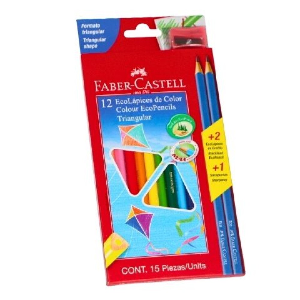 LAPICES FABER 12 COLORES + 2 LAPICES NEGROS + 1 SACAPUNTAS LAPICES FABER 12 COLORES + 2 LAPICES NEGROS + 1 SACAPUNTAS