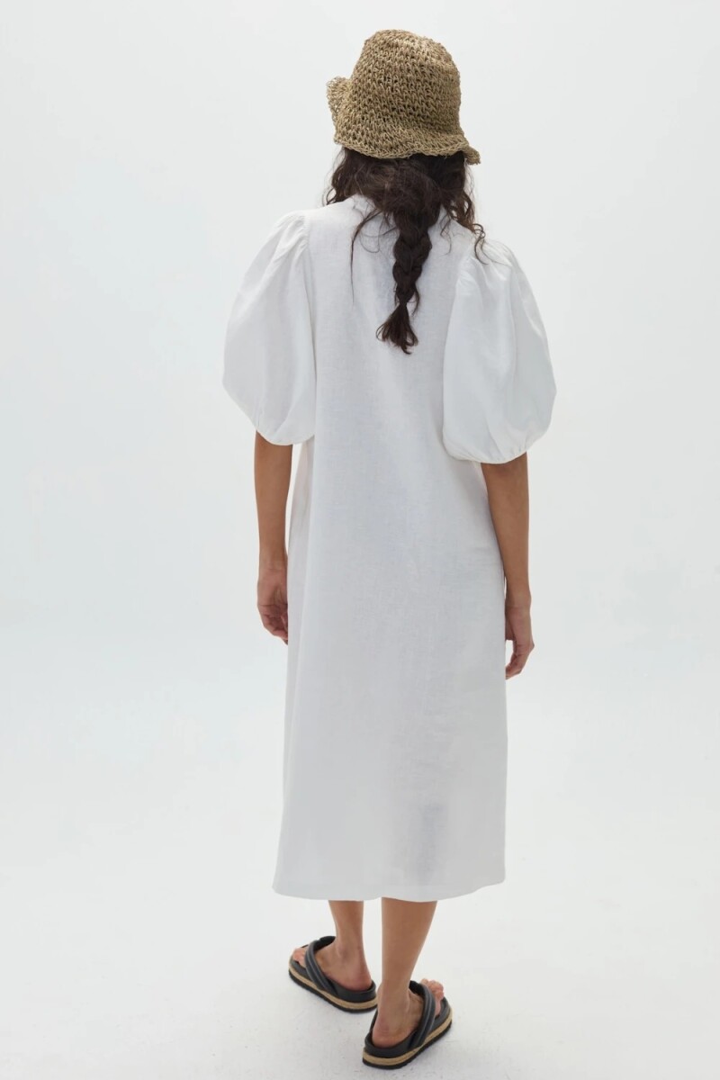VESTIDO BUBBLE LINEN Blanco