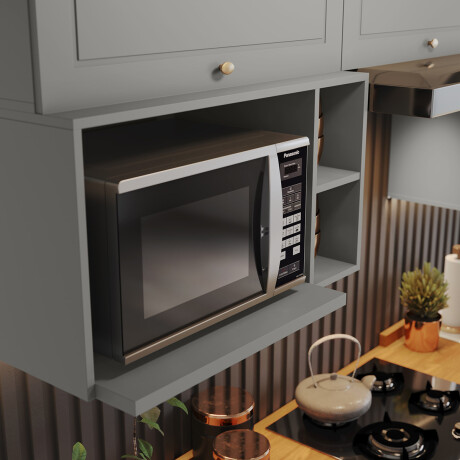 AÉREO ARMARIO PARA MICROONDAS CON NICHOS - LÍNEA AMERICANA. GRIS