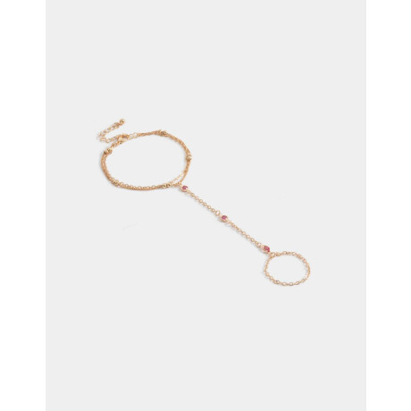 Pulsera Flexible Con Anillo Unido Dorado