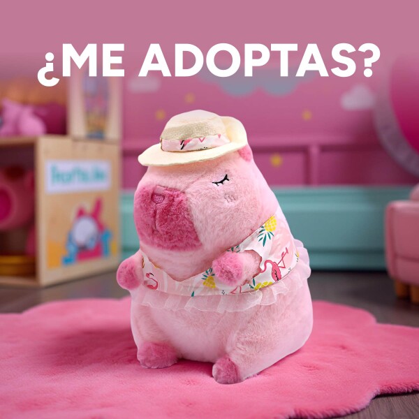 Peluche Capibara con Ropa y Acs Temáticos Vacaciones Atrix Color Rosa