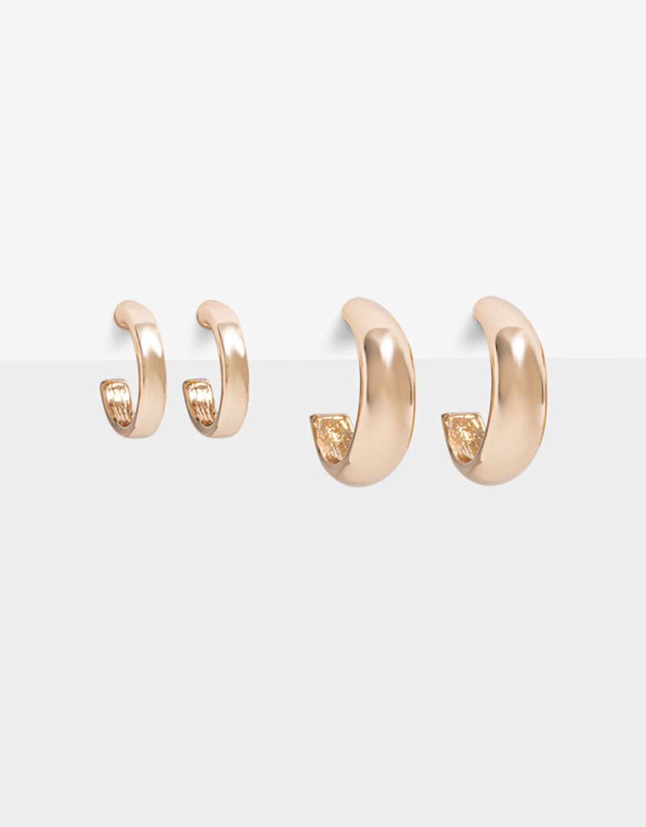 Set De Argollas Bañado En Oro - Dorado 
