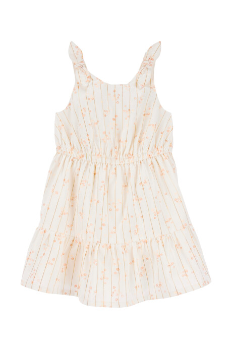 Vestido de algodón, con lazos y diseño floral Sin color