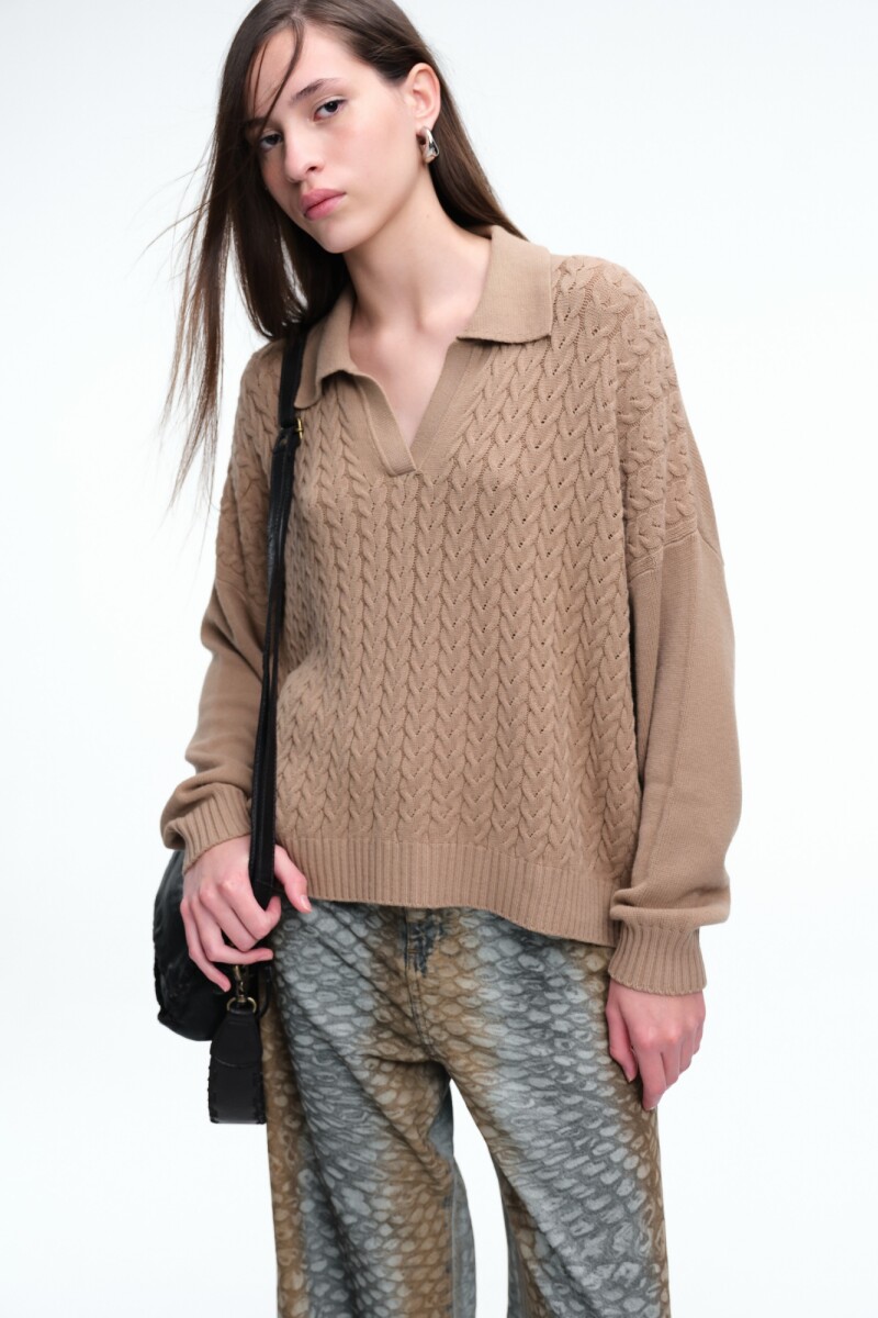 SWEATER TRENZAS Mostaza