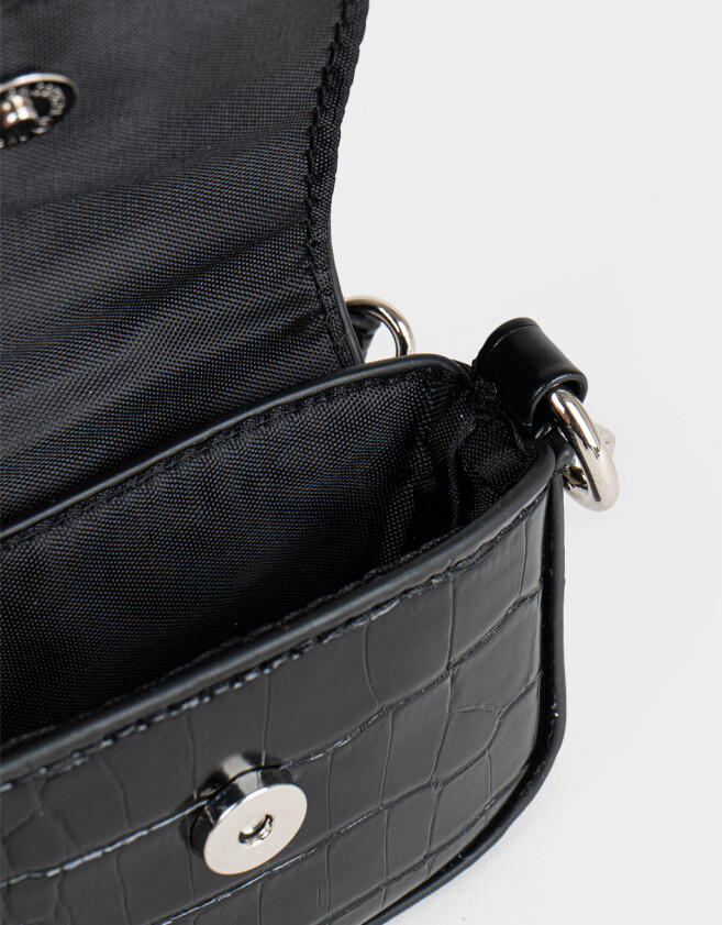 Monederos Monedero Formato Bolso Croco - Negro