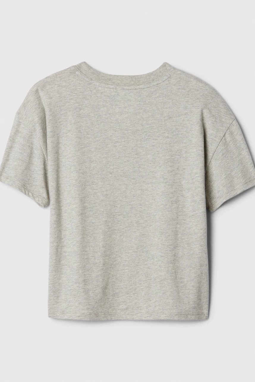 Remera Gráfico Manga Corta Niña Light Heather Grey