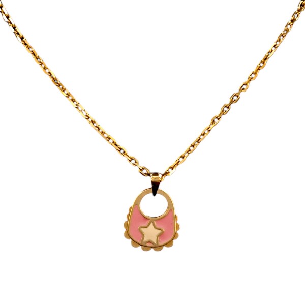 Dije Babero-Oro bajo-Resina rosa y blanca-CP8506 sinpiedra