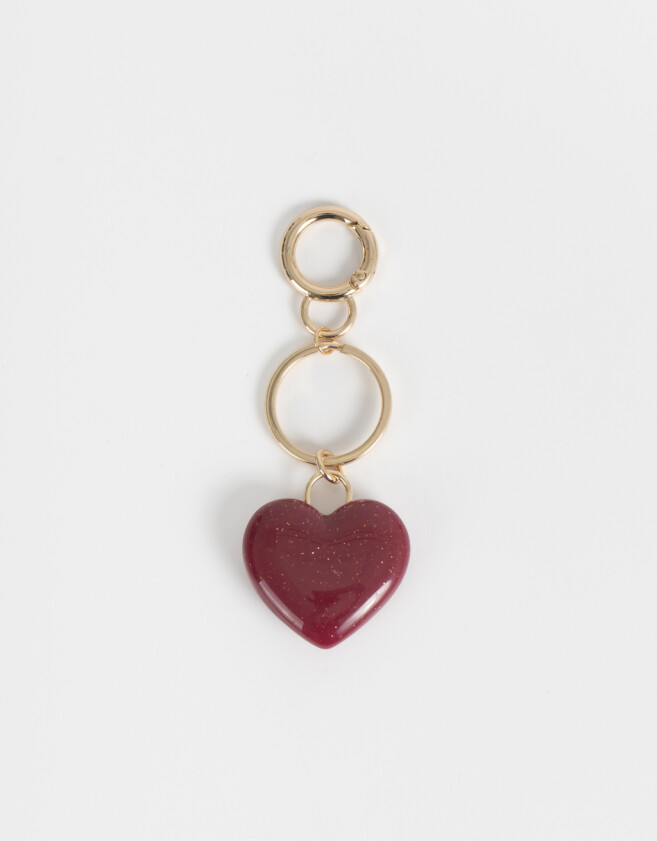 Llavero Acrilico Llavero Y Charm De Corazón - Rojo Burdeaux