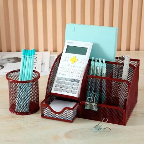 Set Organizador De Escritorio Rojo