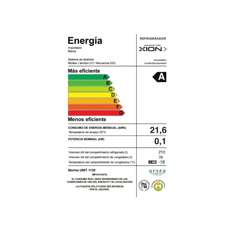 REFRIGERADOR XION 286 LTS - FREEZER INFERIOR Refrigerador Xion 286 Lts - Freezer Inferior