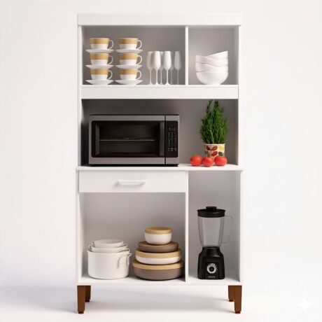 KIT DE COCINA ALACENA COMPACTA ARMARIO APARADOR - 6 PUERTAS 1 CAJÓN BLANCO