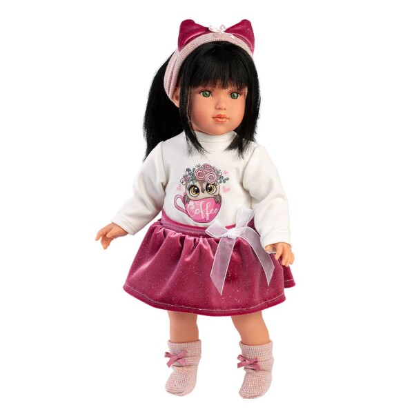 Muñeca Llorens Greta 40cm Vestido Fiesta Vincha Pelo Largo Variante Modelo Greta