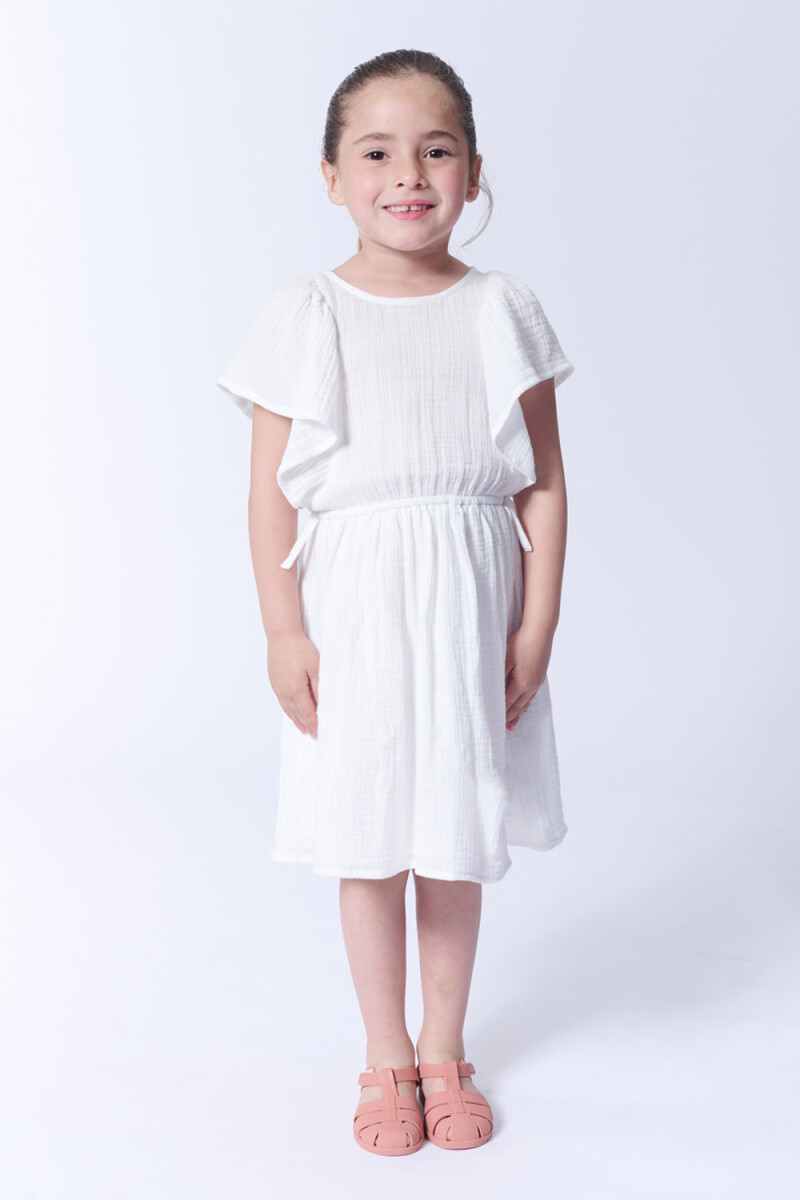 Vestido rustico volados Crudo