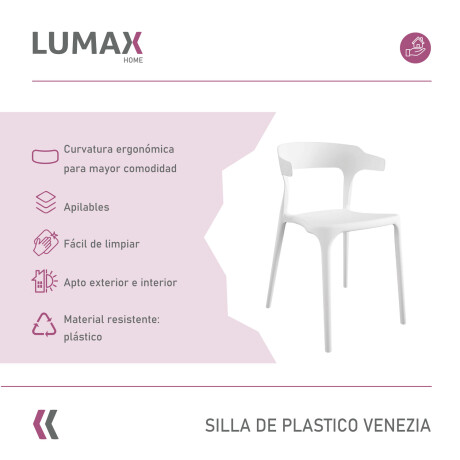 Silla Plastico Lumax Venezia Reforzada Apilable exterior Blanco