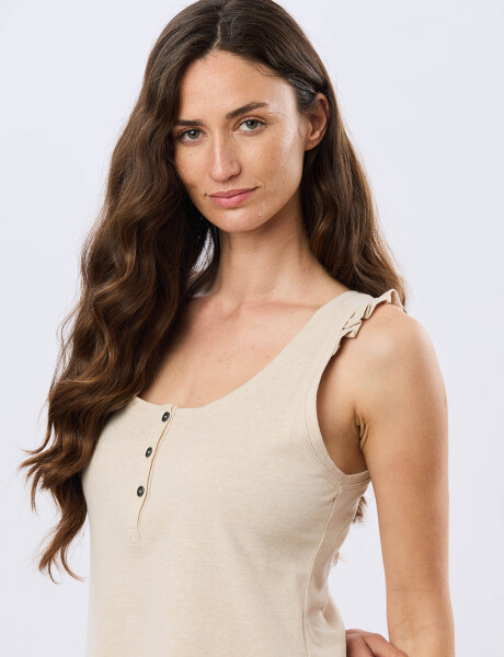 MUSCULOSA LISA DE ALGODÓN Beige