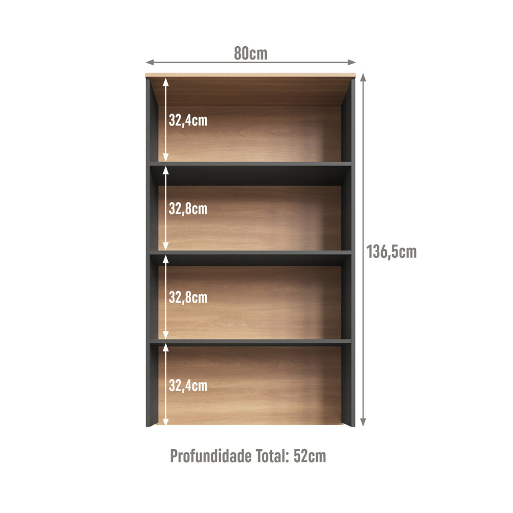 Módulo superior complementario ALICE 0,80 m, 2 puertas de vidrio, color Grafito Módulo Superior Complementario Alice 0,80 M, 2 Puertas De Vidrio, Color Grafito