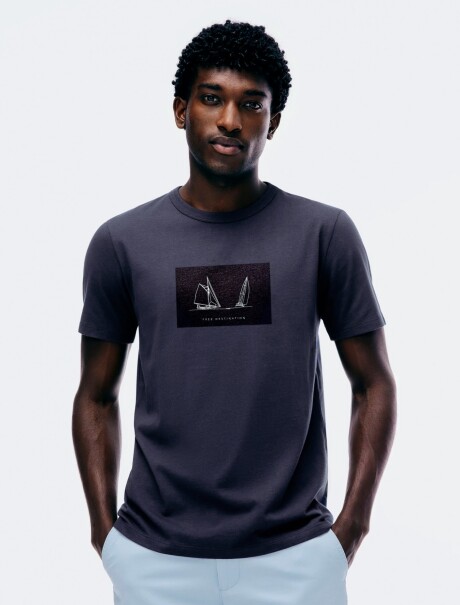 CAMISETA CON ESTAMPA AZUL