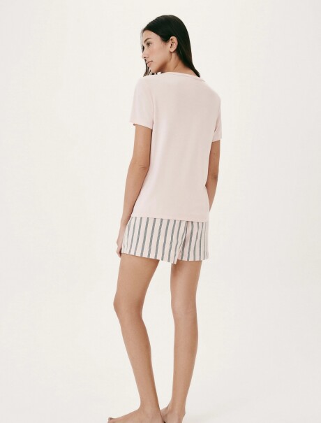 PIJAMA CORTA CON ESTAMPADO ROSADO